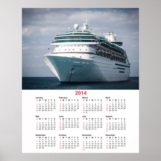 Poster Bateau de croisière de luxe Paquebot 2014 Calendri (Devant)