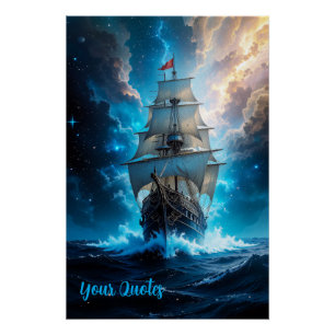 Poster Bateau de navigation de fantasy épique tempête océ