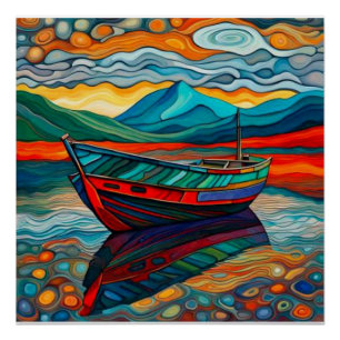 Poster Bateau en Fjord 2
