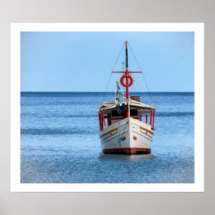 Poster Bateau en Océan Reposant Imprimer