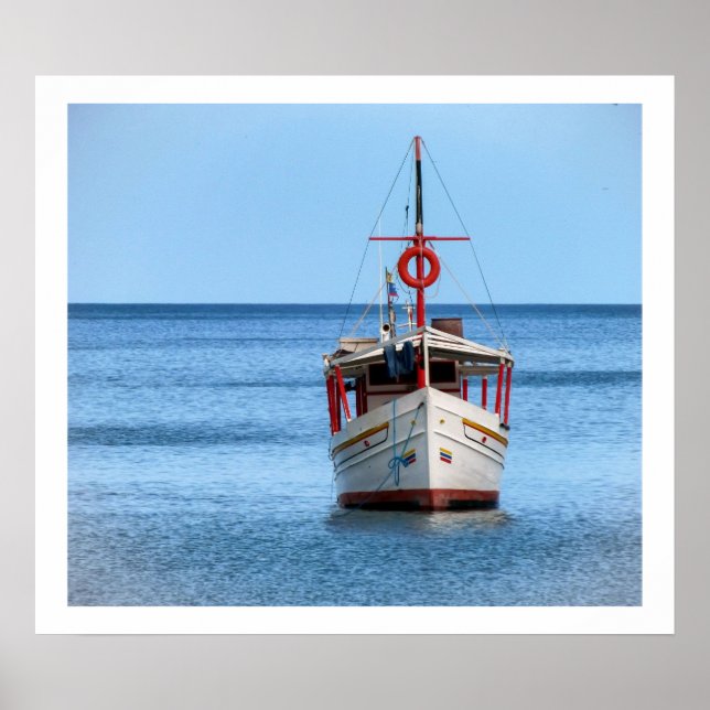 Poster Bateau en Océan Reposant Imprimer (Devant)