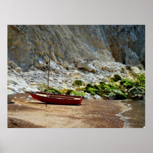 Poster Bateau sur la plage à Alum Bay