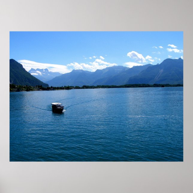 Poster Bateau sur le lac Léman (Devant)