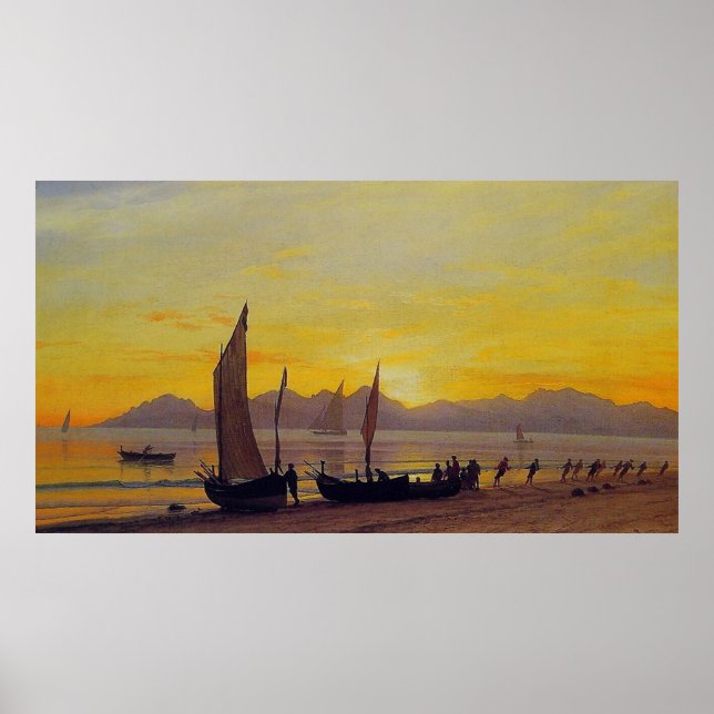 Poster Bateaux au bord du soleil couchant, Albert Biersta (Devant)