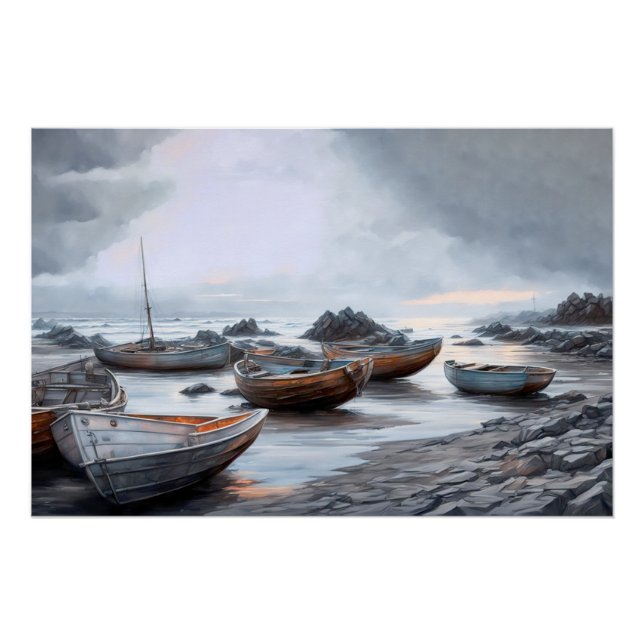 Poster Bateaux au large (Devant)