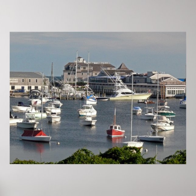 Poster Bateaux dans un port de Cape Cod pendant l'été (Devant)