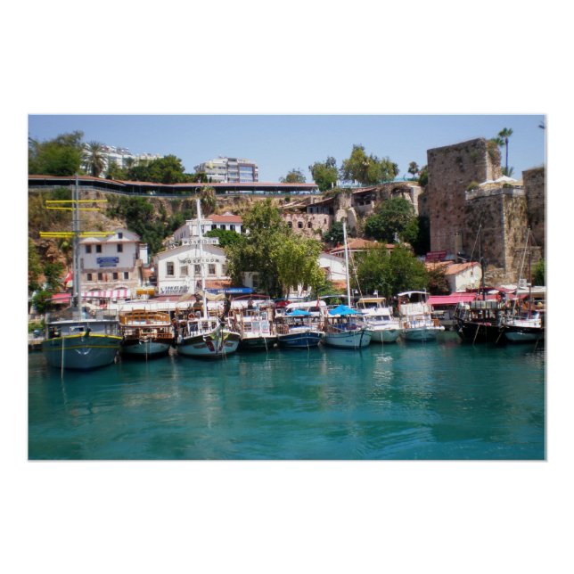 Poster Bateaux de croisière à proximité du port d'Antalya (Devant)