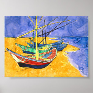 Poster Bateaux De Pêche Plage Saintes-Maries Van Gogh Fin