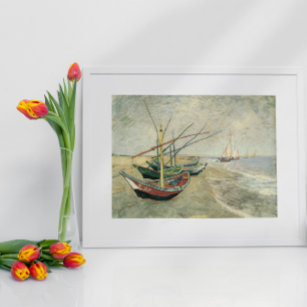 Poster Bateaux de pêche sur la plage par Vincent van Gogh