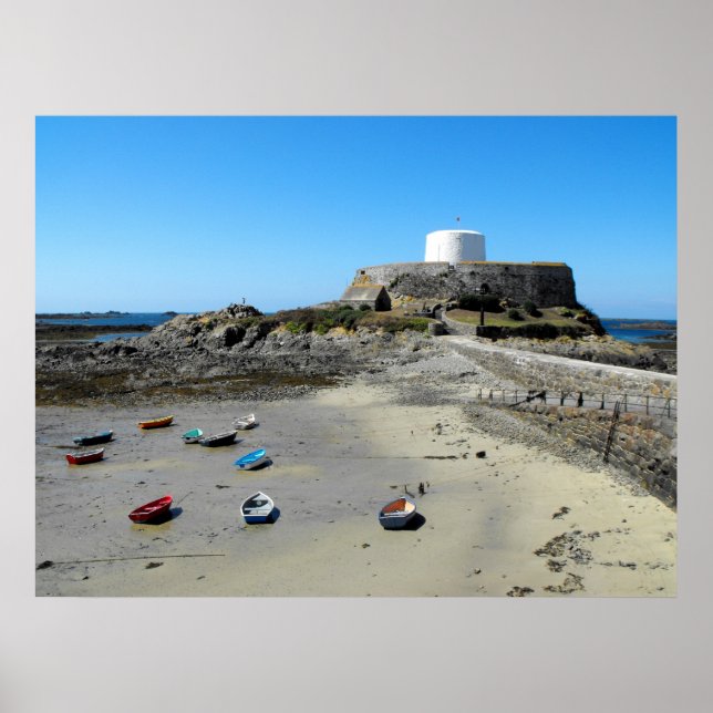 Poster Bateaux et Fort Grey à Guernesey (Devant)