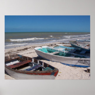Poster Bateaux sur la plage