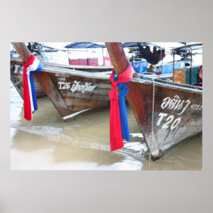 Poster Bateaux Sur La Plage Iles Phi Phi, Thaïlande