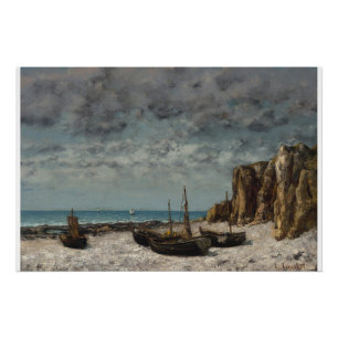 Poster Bateaux sur une plage, Étretat – Gustave Courbet