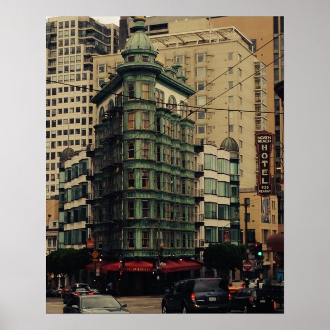 Poster Bâtiment vert San Francisco North Beach (Devant)