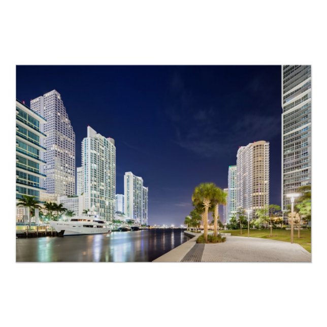 Poster Bâtiments le long de la promenade de Miami River (Devant)