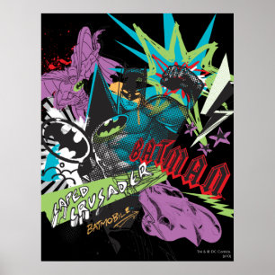 Poster Batman Caped Crusader Neon Collage