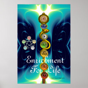 POSTER BÂTON D'ASCLEPIUS 7 CHAKRAS, YOGA, ÉNERGIE SPIRITU
