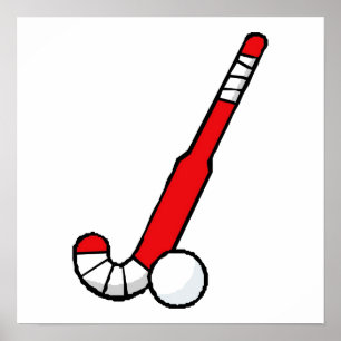 Poster Bâton de hockey rouge de champ