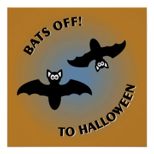 Poster Bats d'Halloween bleu orange