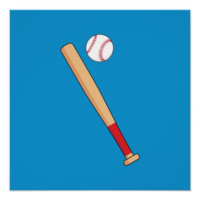 Poster Batte de baseball avec balle (Devant)