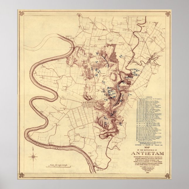 Poster Battle of Antietam - Civil War Panoramic Map 5 (Devant)
