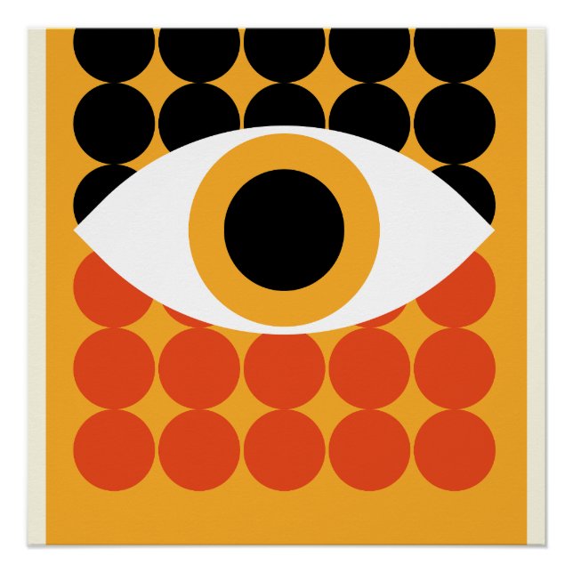 Poster Bauhaus Eye Geometric Art Print Orange 1919 (Devant)
