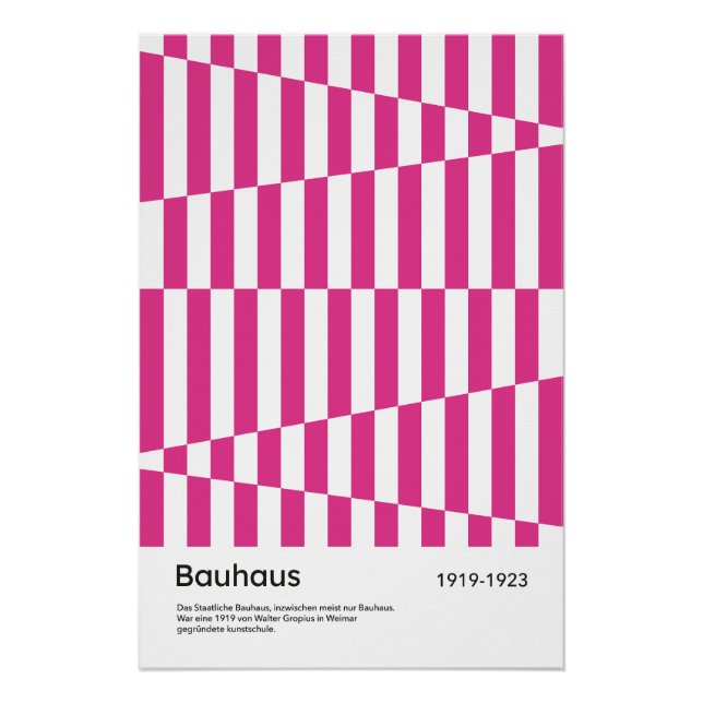 Poster Bauhaus Hot Pink Stripe Geometric Art Print (Devant)