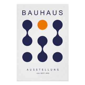 Poster Bauhaus Navy Orange Cercle Grille Art Print 1923