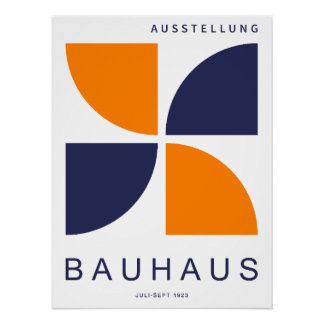 Poster Bauhaus Orange Navy Geometric Quarter Circle