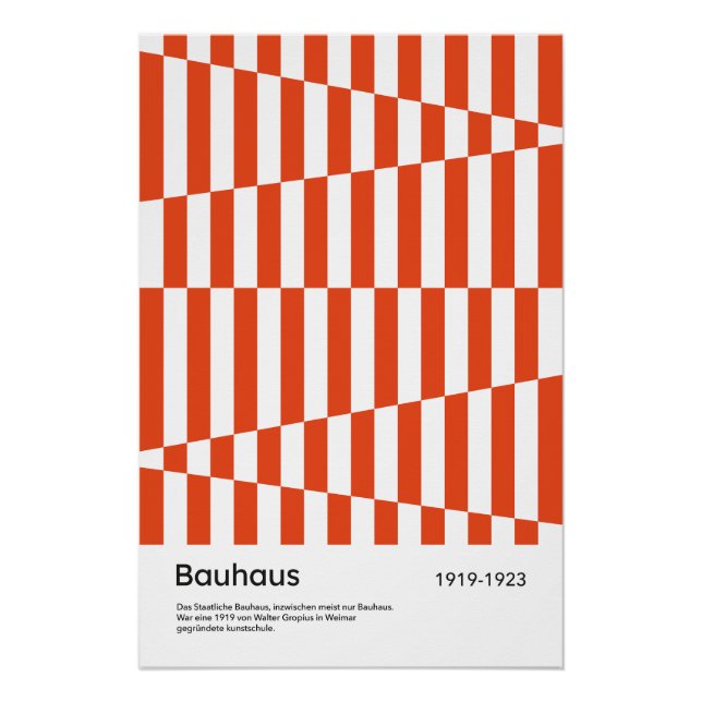 Poster Bauhaus Red Orange Stripe Geometric Art Print (Devant)
