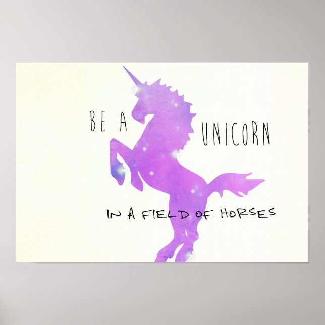 Poster BE A UNICORN 19 x 13 Print (Devant)