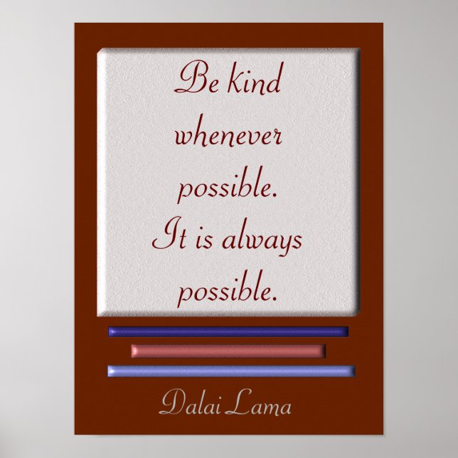 Poster Be Kind - Dalai Lama quote - art print (Devant)