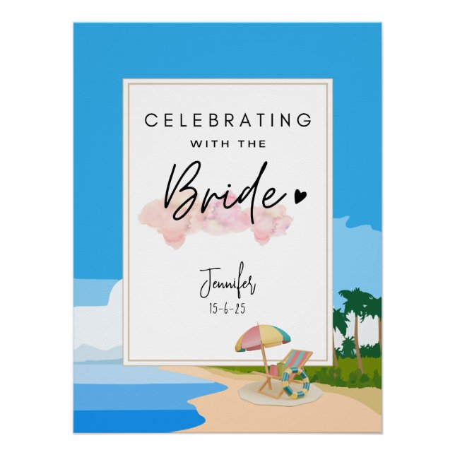 Poster Beach Bachelorette | La fête des poules customisée (Devant)