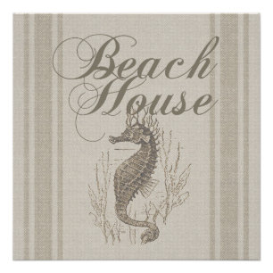 Poster Beach House Seahorse Seashore
