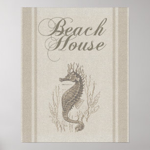Poster Beach House Seahorse Seashore