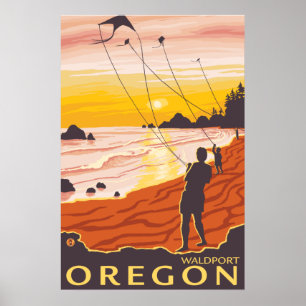 Poster Beach & Kites - Waldport, Oregon