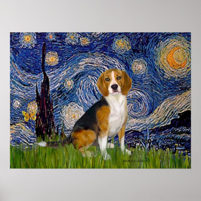 Poster Beagle 7 - Nuit étoilée (Devant)