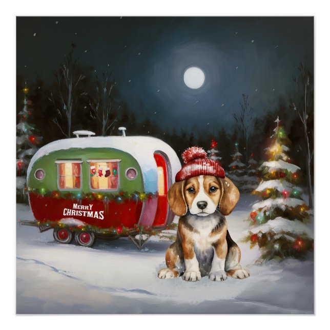 Poster Beagle d'hiver Caravan Christmas Adventure (Devant)