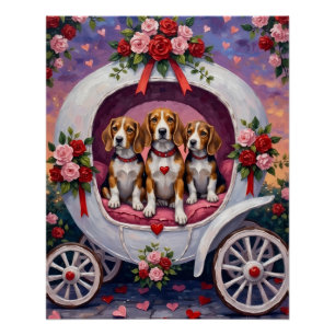 Poster Beagles Fête de la Saint-Valentin