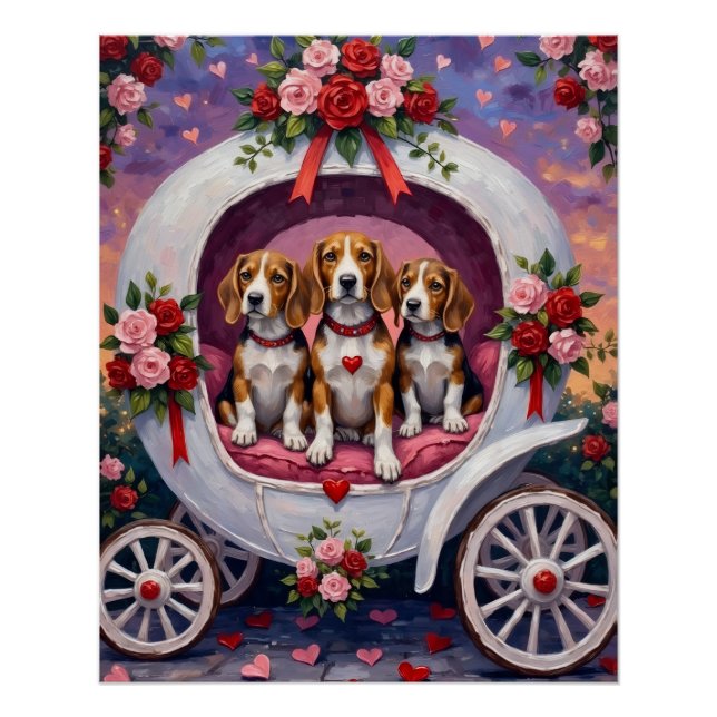 Poster Beagles Fête de la Saint-Valentin  (Devant)