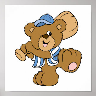 Poster Bear de baseball mignonne