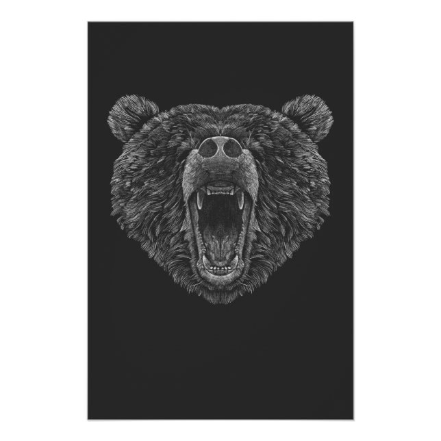 Poster Bear head roaring (Devant)