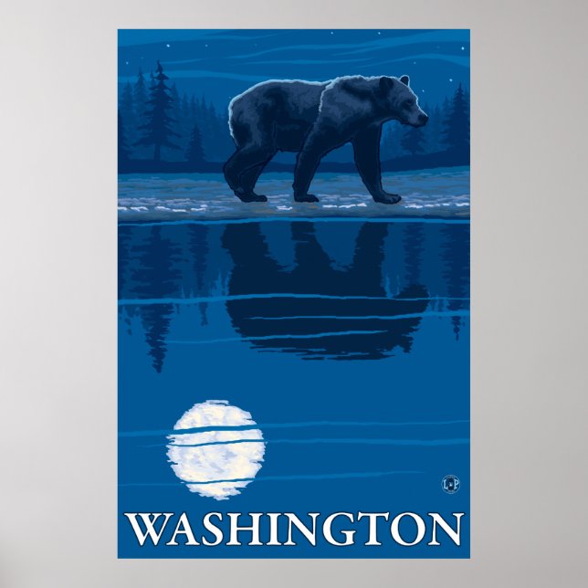 Poster Bear in Moonlight - Washington (Devant)