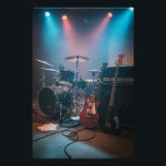 Poster Beat & Light<br><div class="desc">Capture the energy of your music! This vibrant image of a studio with drums,  a amplifier and dramatic lighting is perfect for inspiring creativity and adding a musical touch to your space. Ideal for decorating bedrooms or workspaces.</div>