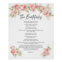 Béatitudes d'écriture florale aquarelle rose
