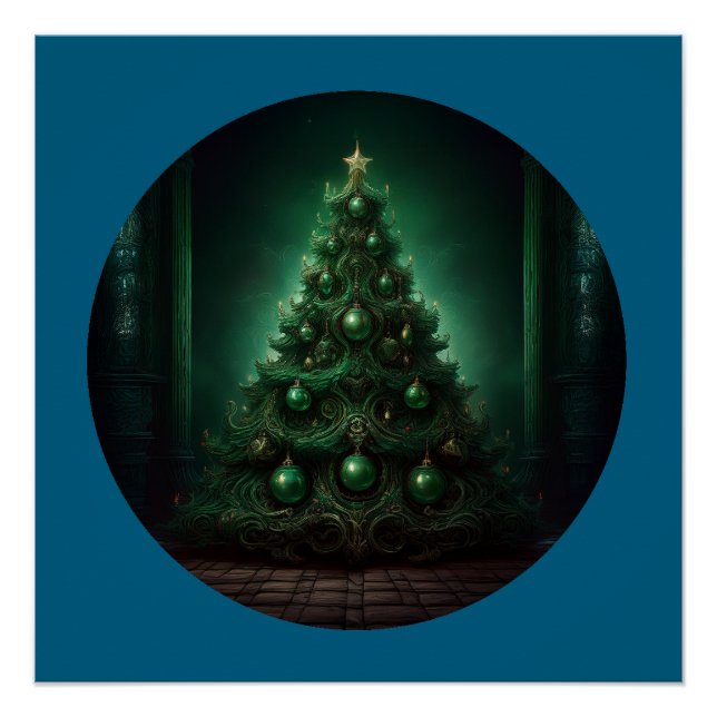 Poster Beau arbre de Noël de style baroque (Devant)