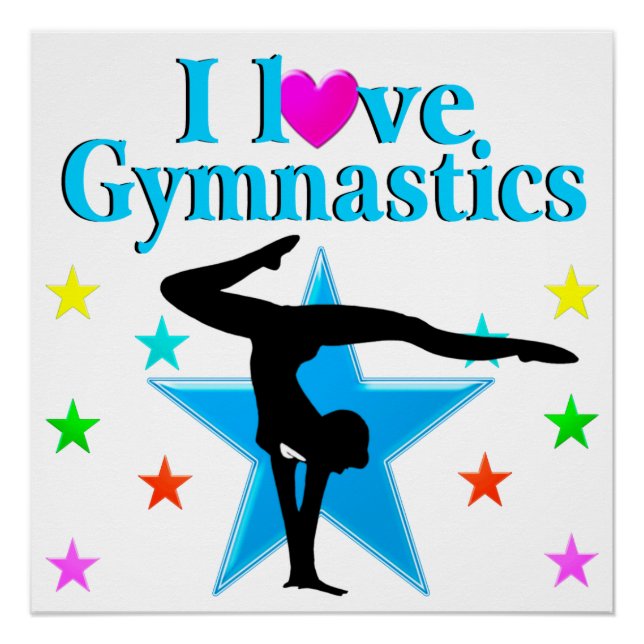 POSTER BEAU BLEU J'ADORE GYMNASTICS DESIGN (Devant)