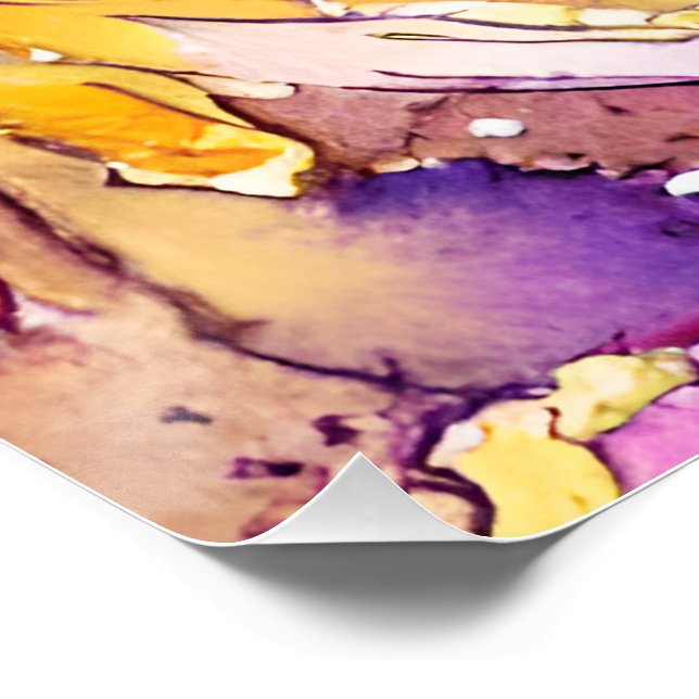 Poster Beau Boho rose et or motif floral (Coin)