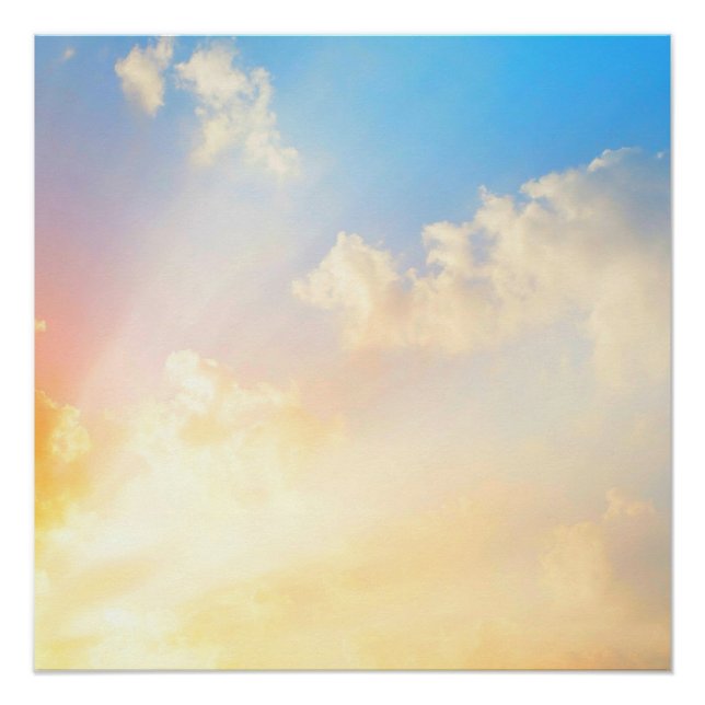 Poster Beau Ciel Bleu avec Nuages, Beauté de la Nature (Devant)