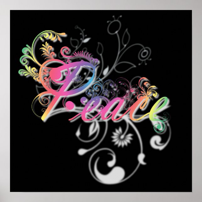 Poster Beau cool Paix mot tourbillons colorés (Devant)